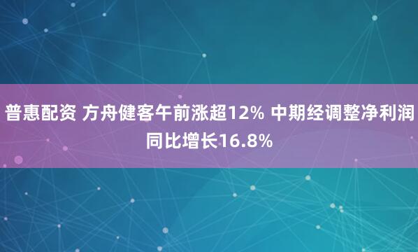 普惠配资 方舟健客午前涨超12% 中期经调整净利润同比增长16.8%